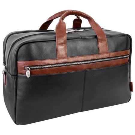 MCKLEINUSA McKlein USA 19112 21 in. U Series Wellington Leather Two-tone Dual-Compartment Laptop & Tablet Carry-All Duffel Bag; Black 19112